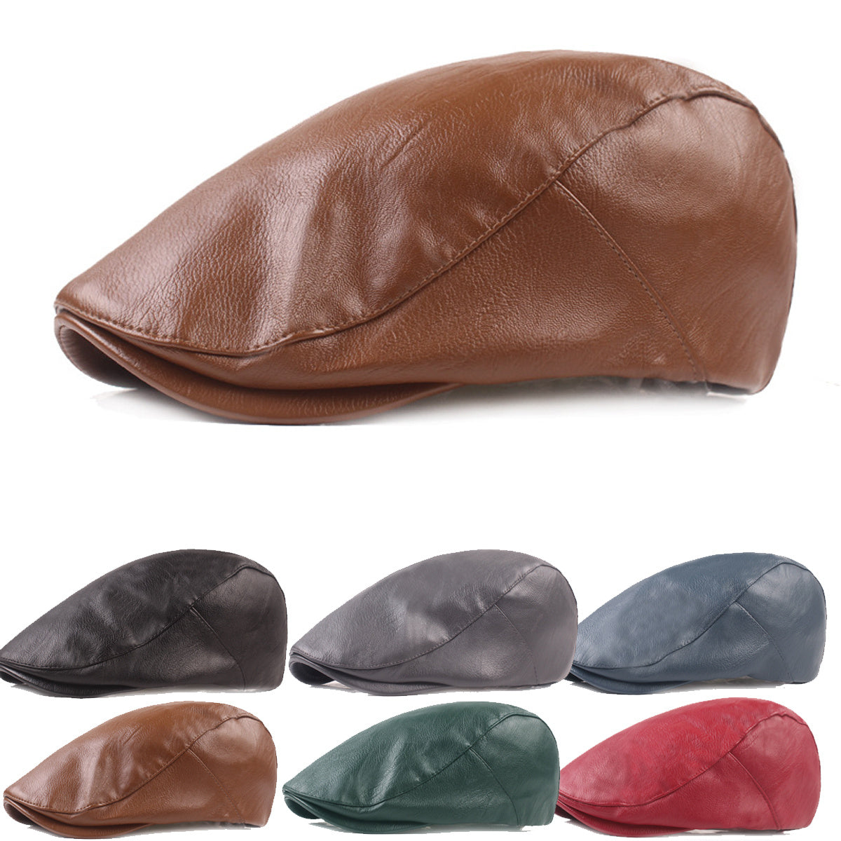 Oskari™ | Vintage PU-nahkainen Flat Cap miehille