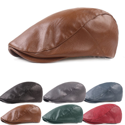 Oskari™ | Vintage PU-nahkainen Flat Cap miehille